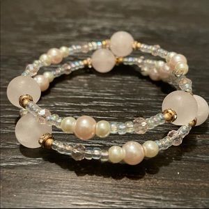 Wire beaded wrap around bracelet